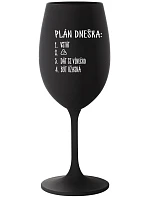 PLÁN DŇA - vstávanie - čierny pohár na víno 350 ml