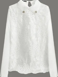 Elegantná blúzka vo farbe ecru s golierom (8521/1)