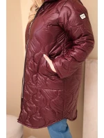 Dámska zimná prešívaná bunda s kapucňou Plus Size Plum