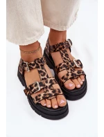 Sandały Damskie Eko Skórzane Z Klamrami Panterka Jeneliena