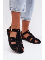 Dámské sandály Rímské ploché černé Belanessa