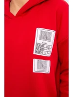 Mikina s kapucňou a nášivkami červená