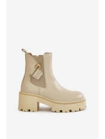Zazoo 60490 Kožené zateplené čižmy s dekoráciou Light Beige
