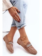 Dámské mokasíny s kamínky Světle hnědá Ralrika Dámské mokasíny s kamínky Světle hnědá Ralrika