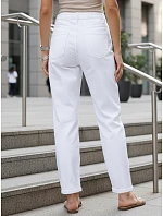 Dámske biele džínsy s vysokým pásom a balónovým strihom FashionStreet UY2943