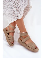 Sandały Damskie Z Rzepami Khaki Uvissa