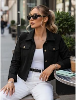 Dámska semišová krátka bunda čierna FashionStreet TY5662