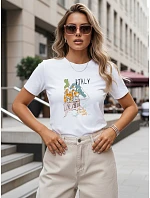 Dámske tričko s potlačou talianskej krajiny, biele, FashionStreet NX8018RY