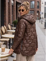 Dámska prešívaná bunda s odnímateľnou kapucňou, hnedá, FashionStreet TY5796 Dámska prešívaná bunda s odnímateľnou kapucňou, hnedá, FashionStreet TY5796