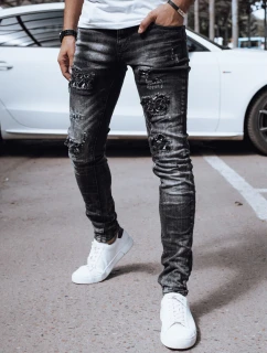 Pánske čierne džínsové nohavice FashionStreet UX4328