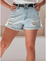 Dámske džínsové šortky s opaskom SUMMERFLY modré FashionStreet SY0482 Dámske džínsové šortky s opaskom SUMMERFLY modré FashionStreet SY0482