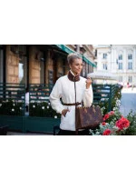 Kožušinová bunda v ecru farbe so stojačikom (GSQ2228)