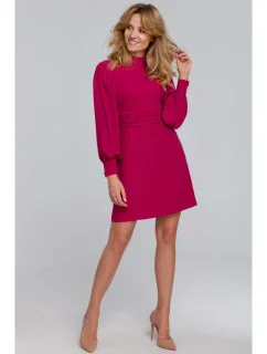 K078 Šaty s naberaným pásom - slivka