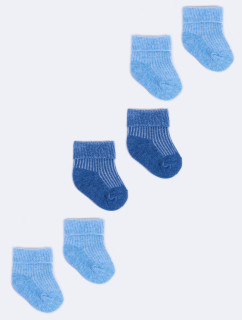Yoclub 3Pack chlapčenské ponožky s manžetou SKA-0009U-0000-004 Blue