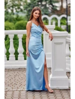 Dlhé šaty SUK0445 svetlomodré - Roco Fashion