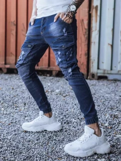 Modré pánske nohavice FashionStreet UX3286