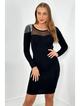 Pletené šaty s jedným ramenom čierne