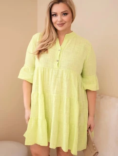 Dámske bavlnené šaty s volánikmi v nadmernej veľkosti svetlozelená