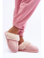 Damskie Papcie Klapki z Futerkiem Różowe Pinky