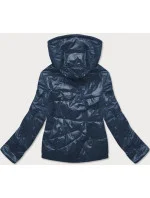 Modro-ružová dámska bunda s farebnou kapucňou (BH2005)