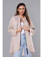 Svetlo béžový tenký asymetrický dámsky prehoz cez oblečenie (B8117-46) Svetlo béžový tenký asymetrický dámsky prehoz cez oblečenie (B8117-46)