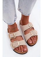 Dámské pantofle s korkovou podrážkou a přezkami Lee Cooper LCW-26-35-4454L Béžové