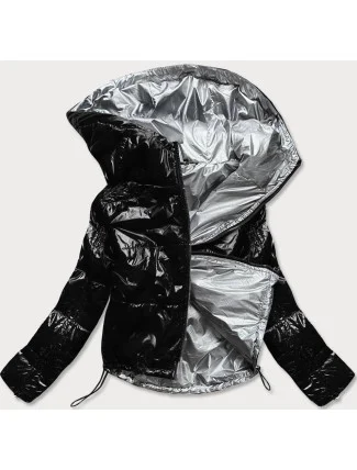 Čierna lesklá prešívaná dámska bunda (B9560) Čierna lesklá prešívaná dámska bunda (B9560)