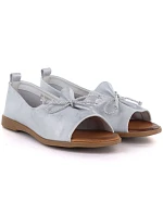 Dámske kožené čižmy s otvorenou špičkou strieborné Cambell 19388