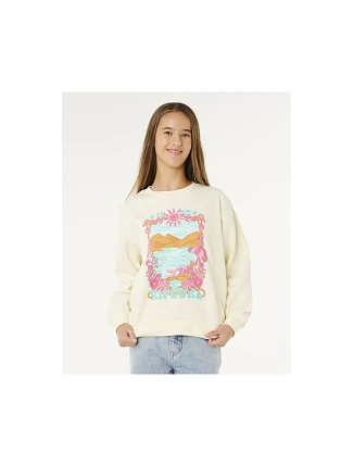Dievčenská mikina RIP CURL Sunshine Squad Crew-Girl, biela Dievčenská mikina RIP CURL Sunshine Squad Crew-Girl, biela