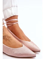 Dámske baleríny s uzlami a kamienkami 6140 Beige - Diamantique