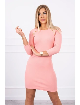 Šaty s ozdobnými gombíkmi marhuľová