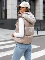 Dámska prešívaná vesta OSHE béžová FashionStreet TY3703 Dámska prešívaná vesta OSHE béžová FashionStreet TY3703