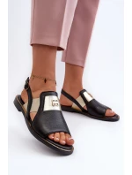 Zazoo 40385 Damskie Skórzane Sandały Czarne