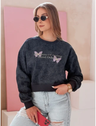 Dámska nadrozmerná mikina so zaväzovaním v motýliku SPARKI navy blue FashionStreet BY1403