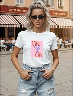 Dámske bavlnené tričko s potlačou, biele, FashionStreet NX8034RY Dámske bavlnené tričko s potlačou, biele, FashionStreet NX8034RY