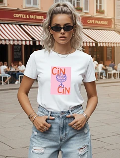 Dámske bavlnené tričko s potlačou, biele, FashionStreet NX8034RY