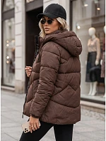 Dámska zimná prešívaná bunda s kapucňou, hnedá, FashionStreet TY5752 Dámska zimná prešívaná bunda s kapucňou, hnedá, FashionStreet TY5752