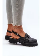 Dámske ploché sandále na podpätku s ozdobou Čierne D&A