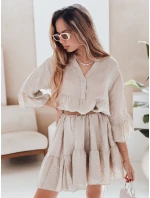 Letné mušelínové šaty LYVONNE light beige FashionStreet EY2615 Letné mušelínové šaty LYVONNE light beige FashionStreet EY2615