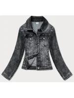 Krátka čierna dámska džínsová bunda (POP5989-K)