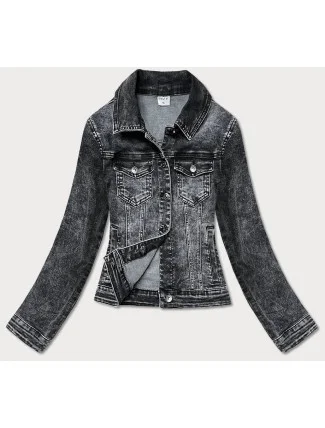 Krátka čierna dámska džínsová bunda (POP5989-K)