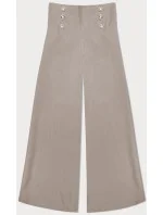 Tmavobéžové elegantné široké dámske nohavice (33575) Tmavobéžové elegantné široké dámske nohavice (33575)