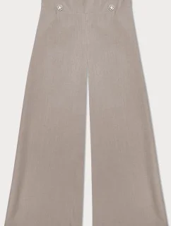Tmavobéžové elegantné široké dámske nohavice (33575)