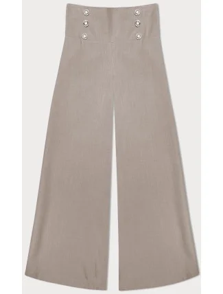Tmavobéžové elegantné široké dámske nohavice (33575) Tmavobéžové elegantné široké dámske nohavice (33575)