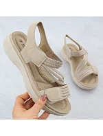 Dámske sandále na platforme pohodlné béžové Unisoft 8875