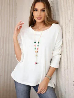 Blúzka s náhrdelníkom ecru