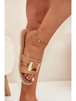 Klapki Damskie Płaskie Z Ozdobnym Detalem Artiker 56C1335 Beżowe