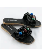 Čierne dámske šľapky s plochou podrážkou (WWW-319) Čierne dámske šľapky s plochou podrážkou (WWW-319)