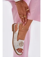 Sandały Damskie Na Płaskim Obcasie Z Ozdobą S.Barski KV51-002 Srebrne