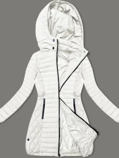 Dámska bunda v ecru farbe s kapucňou pre prechodné obdobie (2M-017)